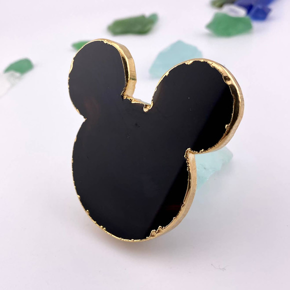 Genuine Black Agate Mickey Popsocket for Phone Grip - Picture 6 of 9